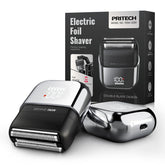 PRITECH electric foil shaver front view showing three blades for a close shave