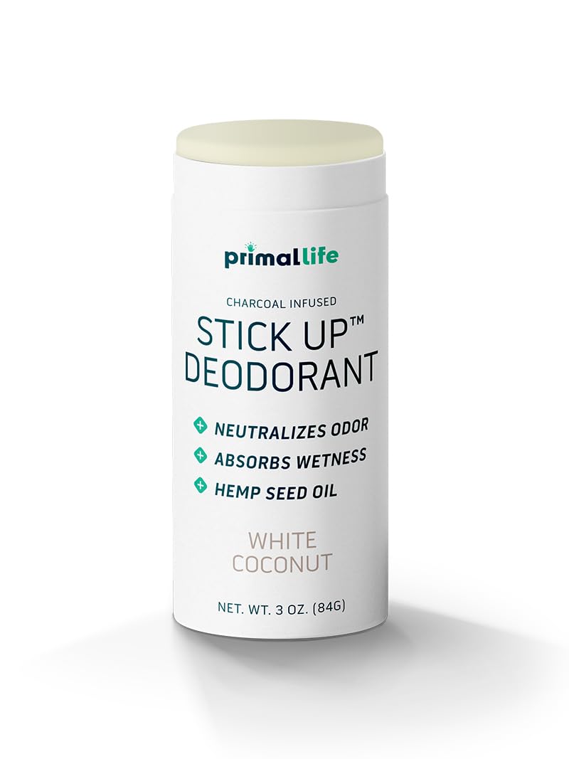 Primal Life Organics Stick Up White Coconut bottle for long-lasting freshness.