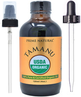 PRIME NATURAL Tamanu oil bottle with pump for easy daily moisture and face care.