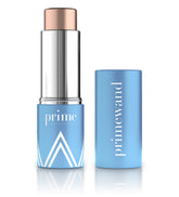 Prime Prometics PrimeWand Pearl glow-application highlights cheeks with buildable radiance.
