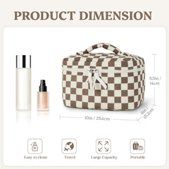 Prite makeup bag with gold zipper close-up emphasizes premium finish and smooth access.