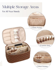 Prite makeup bag brush-compartment setup with protective cover for organized brushes