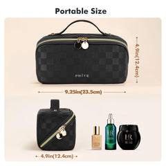 Prite makeup bag clear divider close-up highlights mess-free brush containment