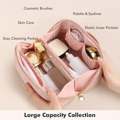 Prite makeup bag clear divider keeps brushes contained and cross-mess-free