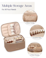 Prite makeup bag handle and divider allow quick access during weekends away