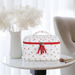 Prite makeup bag in red berries colorway for travel-ready aesthetics