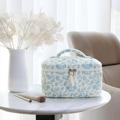 Prite makeup bag travel organization keeps cosmetics neatly separated on trips