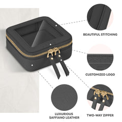 Prite mini clear makeup bag close-up of gold zipper detail