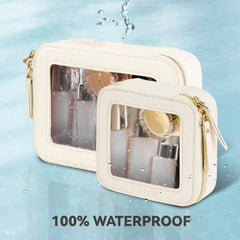 Prite Vegan leather pouch transparent material enables fast item visibility.