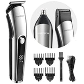 PRITECH beard trimmer front view highlights ergonomic design for precise grooming.