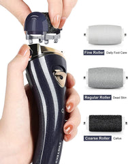 PRITECH electric foot callus remover side view highlights compact ergonomic grip.