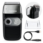PRITECH foil and bald shaver close-up with precise blades for a close, comfortable shave.