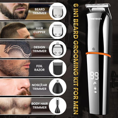 PRITECH waterproof IPX6 trimmer for versatile wet or dry grooming.