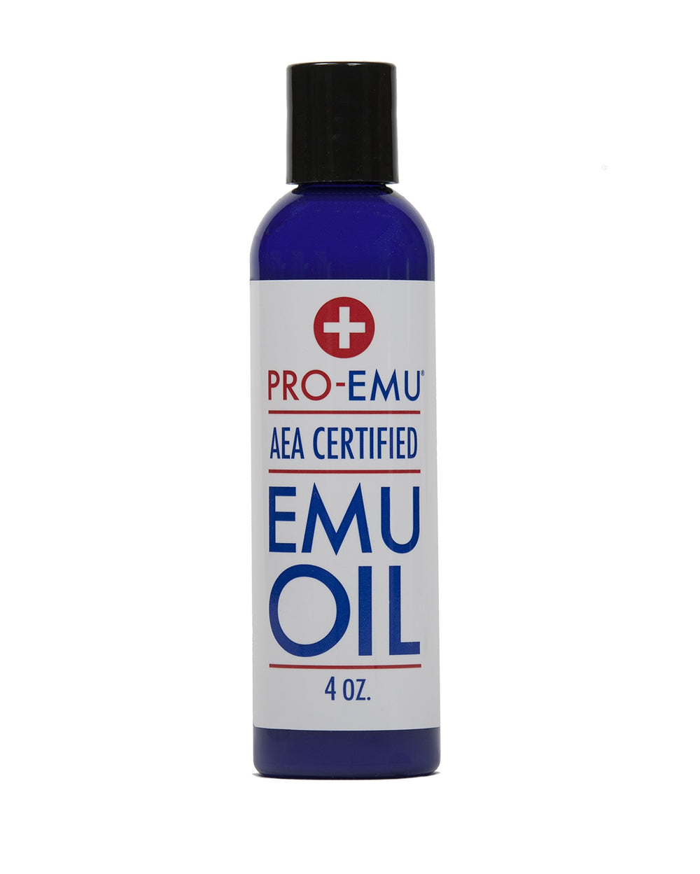 Pro Emu Oil 4oz bottle showing pure, natural moisturizer for face, skin and hair care