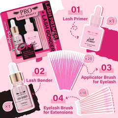 PRO LASHBEAUTY lash-bonder primer two-bottles-dispense demonstrates 2-in-1 prep