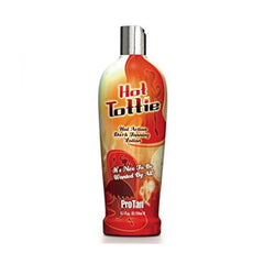Pro Tan Hot Tottie tanning bed lotion shows rosy flush for a deep, long-lasting glow.