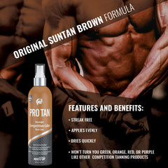 Pro Tan Overnight Competition Color packaging emphasizes a non-sunscreen formula for confident, flexible use.