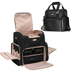 Prokva large cosmetic bag top compartment keeps items neatly organized for travel.