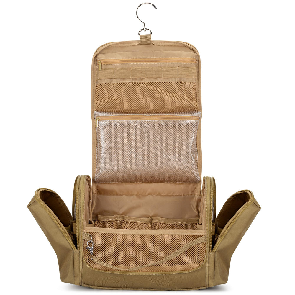 Prokva tactical toiletry bag open compartment showing organized pockets for easy access on trips