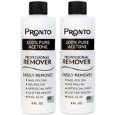 Pronto 100% acetone gel remover bottle close-up—professional polish removal made simple