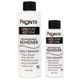 Pronto 100 percent acetone gel remover bottle for fast polish removal and salon-like results.