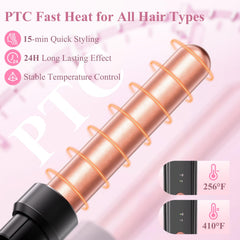 Prubensic 30-second heat-up display for quick morning styling.