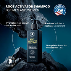 Psalmonica Root Activator Shampoo herbal ingredients close-up emphasizes scalp nourishment