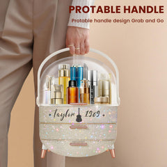 Ptesly Bling makeup organizer rhinestone surface sparkling accents elevate vanity aesthetics