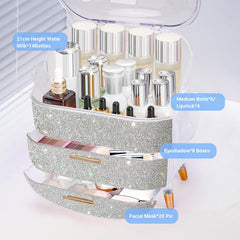 Ptesly carry-handle makeup case for portable on the go beauty use.