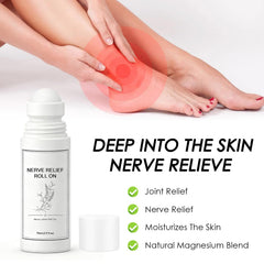 Pucges Nerve Relief Roll On application roller for targeted foot and leg relief.