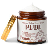 PUDL grass-fed beef tallow honey cream texture close-up shows whipped moisture for nourishment