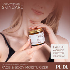 PUDL manuka honey jar with application on skin highlighting soothing benefits