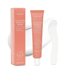 PUILOG facial hair removal cream is being applied for painless removal.