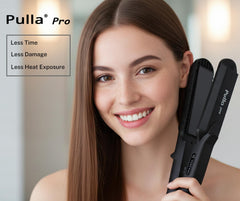 Pulla temperature setting dial closeup shows precise heat control for all hair types.