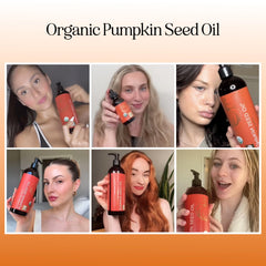 Close-up of cold-pressed pumpkin seed oil with rich color and texture