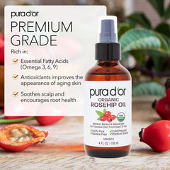 PURA D OR Rosehip Seed Oil on face application for moisturizing care