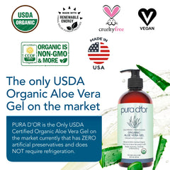 PURA D'OR Aloe Vera Gel applied to the face for quick absorption