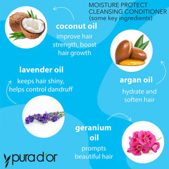 PURA D'OR Moisture Protect argan oil and lavender ingredients highlight gentle cleansing