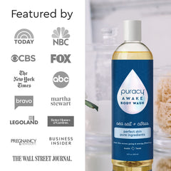 Puracy Body Wash ingredients close-up highlights plant-powered formula for safer skincare.