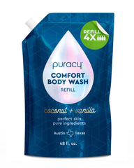 Puracy Body Wash Refill bottle hero with plant-powered cleansing for the whole family