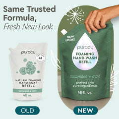 Puracy refill packaging shows significant plastic reduction for sustainable home cleaning routines.