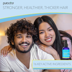 PURA D'OR copper tripeptide ingredient closeup highlights strengthening properties for resilient strands.