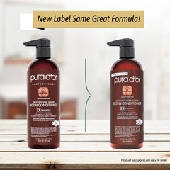PURA D'OR daily-use conditioner tube demonstrating a gentle routine for dry hair.