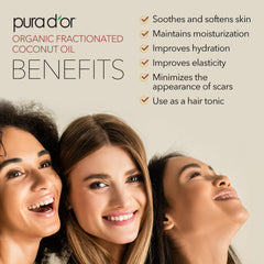 PURA D’OR fractionated coconut oil massage application with smooth glide