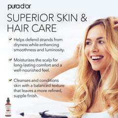 PURA D'OR Castor Oil nourishes hair and scalp for softness and shine.