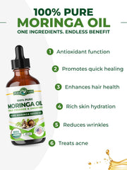 PURA VIDA MORINGA oil seeds open showing natural origin