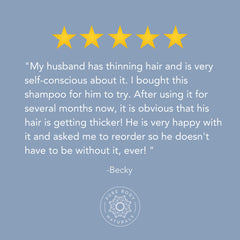 Pure Body Naturals Hair Loss Shampoo scalp-massage shot highlights soothing application for healthier-looking hair.