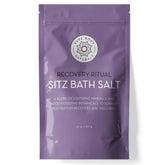 Pure Body Naturals sitz bath salt jar illustrates soothing postpartum comfort and muscle relief.