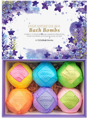 Pure Nature Lux Spa oversized bath bombs fizzing in a spa gift set for stress relief