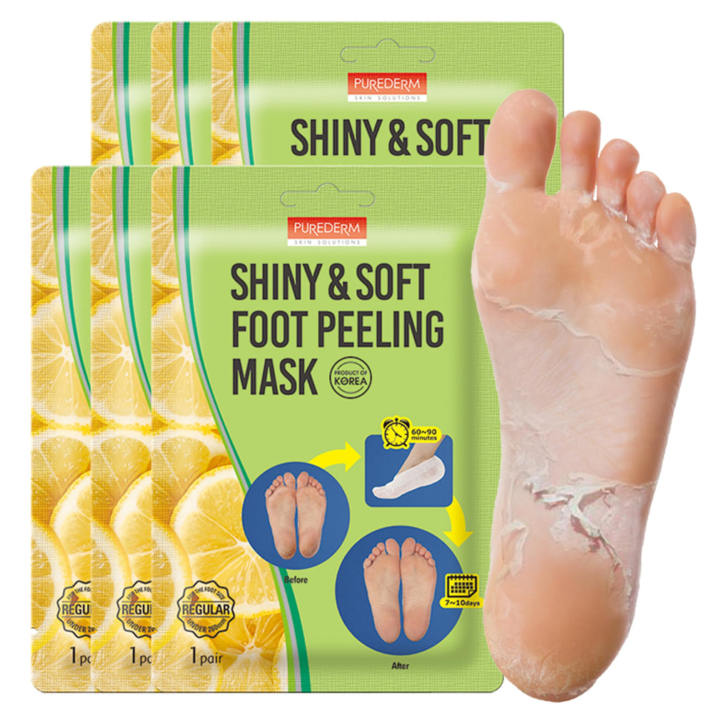 Purederm Shiny & Soft Foot Peeling Mask packaging ready for at-home spa use.